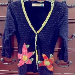 NWOT Blue Anthropologie Sparrow Cardigan Sweater vintage 50’s Style Size SMALL